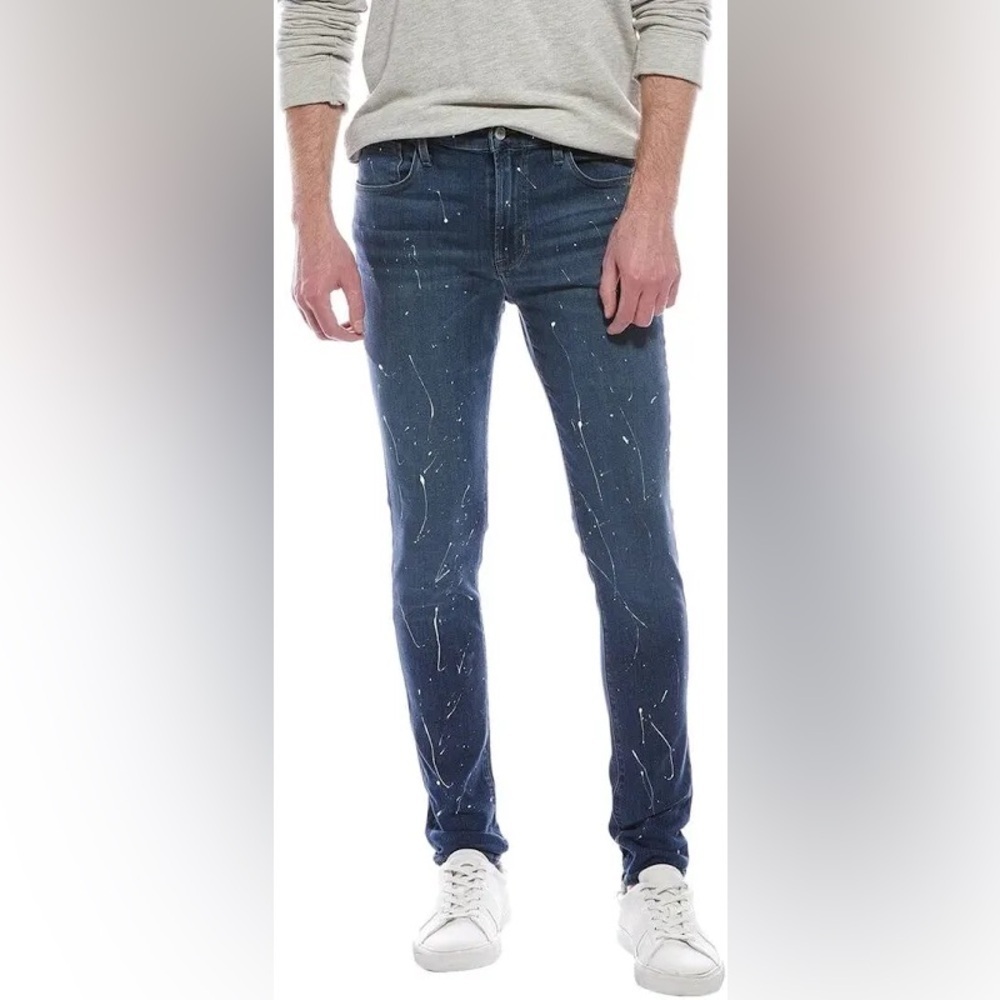 Hudson Men’s NWT Zane Reflex White paint splatter Skinny Leg Jeans size 42